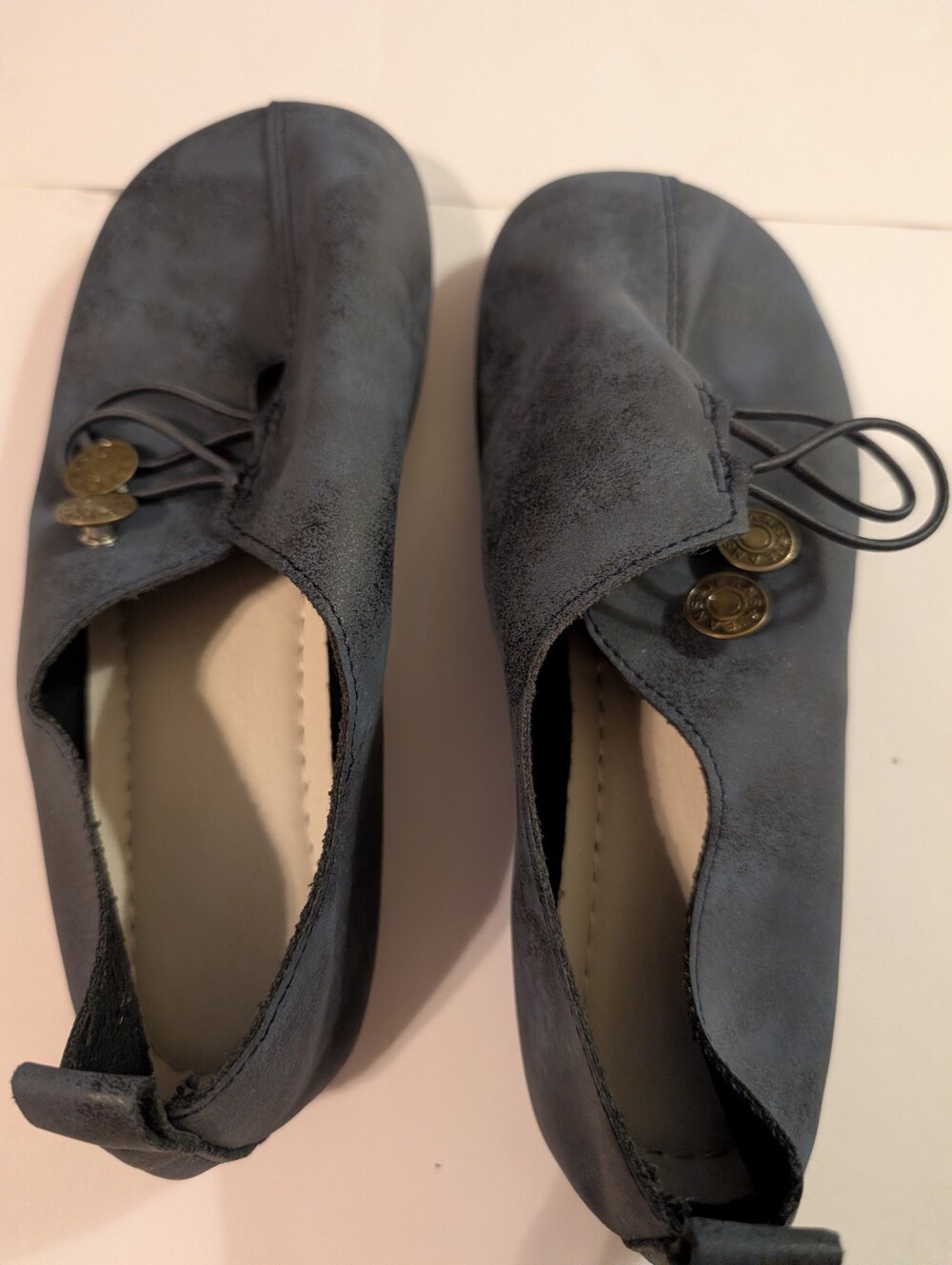 Women’s Blue Suede Casual Slip-On Flats Sz 6